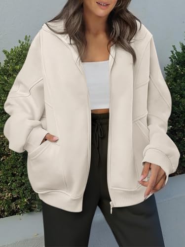 ANRABESS Women's Oversized Full Zip Up Sweatshirts Jacket 2025 Fall Fleece Long Sleeve Hoodies Outfits2
