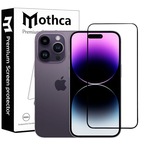 Image of Mothca Military-Grade Tempered Glass Screen Protector Compatible for iPhone 14 Pro with Edge to Edge Coverage - Case Friendly, Anti-Scratch & Bubble-Free Installation Kit