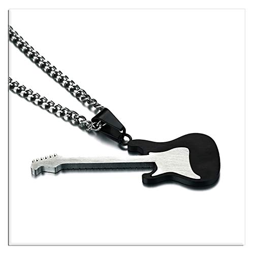 Xusamss Punk Stainless Steel Guitar Music Pendant Necklace,24inches Link Chain4