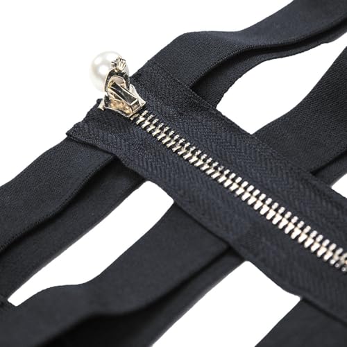Image of EXCHIC Women's Braces Skirt Pleated A-Line Suspender Mini Skirt