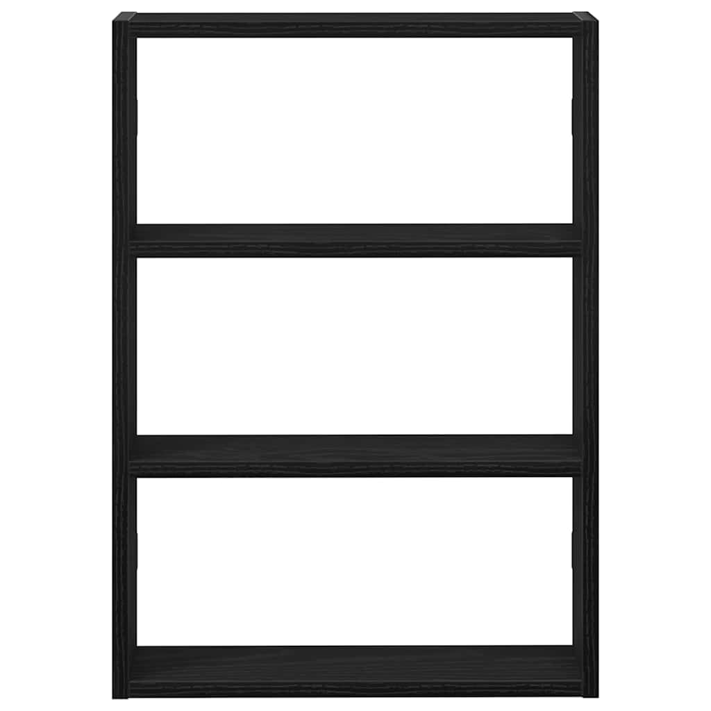 Regał ścienny, czarny, 43 x 9 x 60 cm, z materiału drewnopochodnego, wiszący, mały regał ścienny, półka ścienna do gabinetu, łazienki, kuchni, salonu