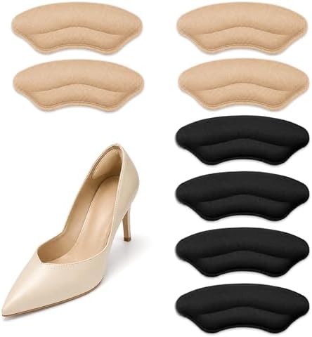 Heel Pads for Shoes, 4 Pairs Heel Grips for Womens Shoes, Cushion Inserts for Loose High Heels that are Too Big, Shoe Protectors, Slip Stopper Back Liners for Sneakers & Boots, Blister Relief Pad