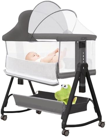 Baby Bassinet, 3 in 1 Bedside Bassinet for Baby, 7 Height Adjustm...