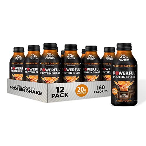 Powerful, High Protein Shakes, 20G Protein, Greek Yogurt, Low Carb, Gluten Free, Kosher, Ready To Drink (Salted Caramel, 12 Oz, Pack Of 12) #TOP22