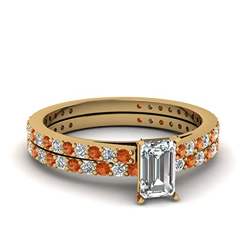 Image of 55Carat Choose Your Gemstone Emerald Shape 14k Yellow Gold Plated Wedding Ring Classic Delicate Diamond CZ Everyday Wedding Jewelry Handmade Ring Minimal Surprise Gifts for Ladies : US 4 to 12