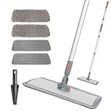 eazer 18'' Microfiber Flat Mop for Floor Cleaning, Dry Wet Hardwood Dust Mops for Wood, Vinyl, Lamin