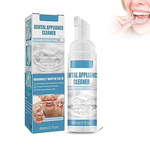 Limpiador de espuma retenedora de 60 ml para aparatos dentales, removedor de manchas, pasta de dientes, blanquea los dientes y combate el mal aliento, removedor de manchas de frenos, cuidado de