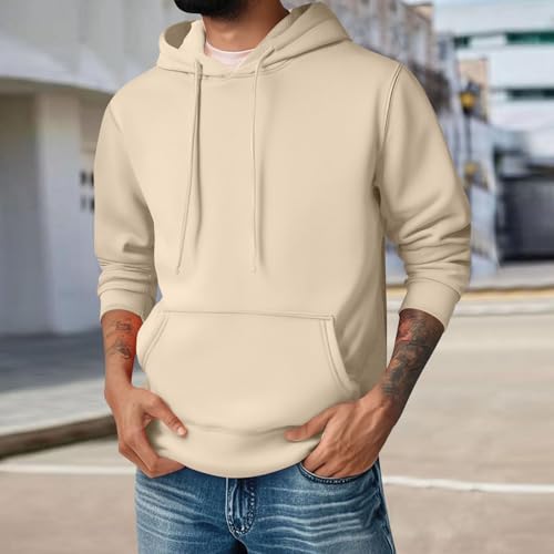Hoodies For Men Y2K Long Sleeve Solid Color Sweatshirts Fall Pullover Hooded Neck Tops Warm Sweatshirts With Pocket2