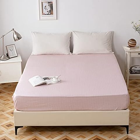 XUKEJU Pink Printing 100% Cotton Fitted Sheet Deep Pocket 15" Design Patterns Mattress Cover for Kids/Adults (White Dot in Pink, Twin) Cover
