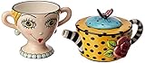 Appletree Design Lady Lux Tea for One Set, Teapot Rests on Top of Tea Cup, 8-Inch