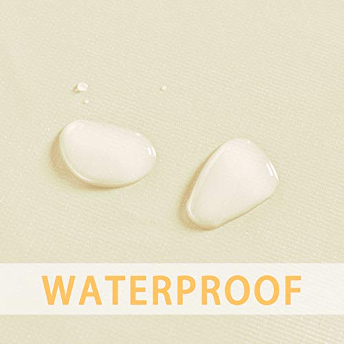Image of sancua 100% Waterproof Rectangle PVC Tablecloth - 54 x 54 Inch - Oil Proof Spill Proof Vinyl Table Cloth, Wipe Clean Table Cover for Dining Tables, Buffet Parties and Camping, Beige