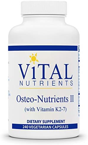 Vital Nutrients - Osteo-Nutrients II (with Vitamin K2-7) - Bone Support Formula with Boron - Gluten Free - 240 Vegetarian Capsules per Bottle