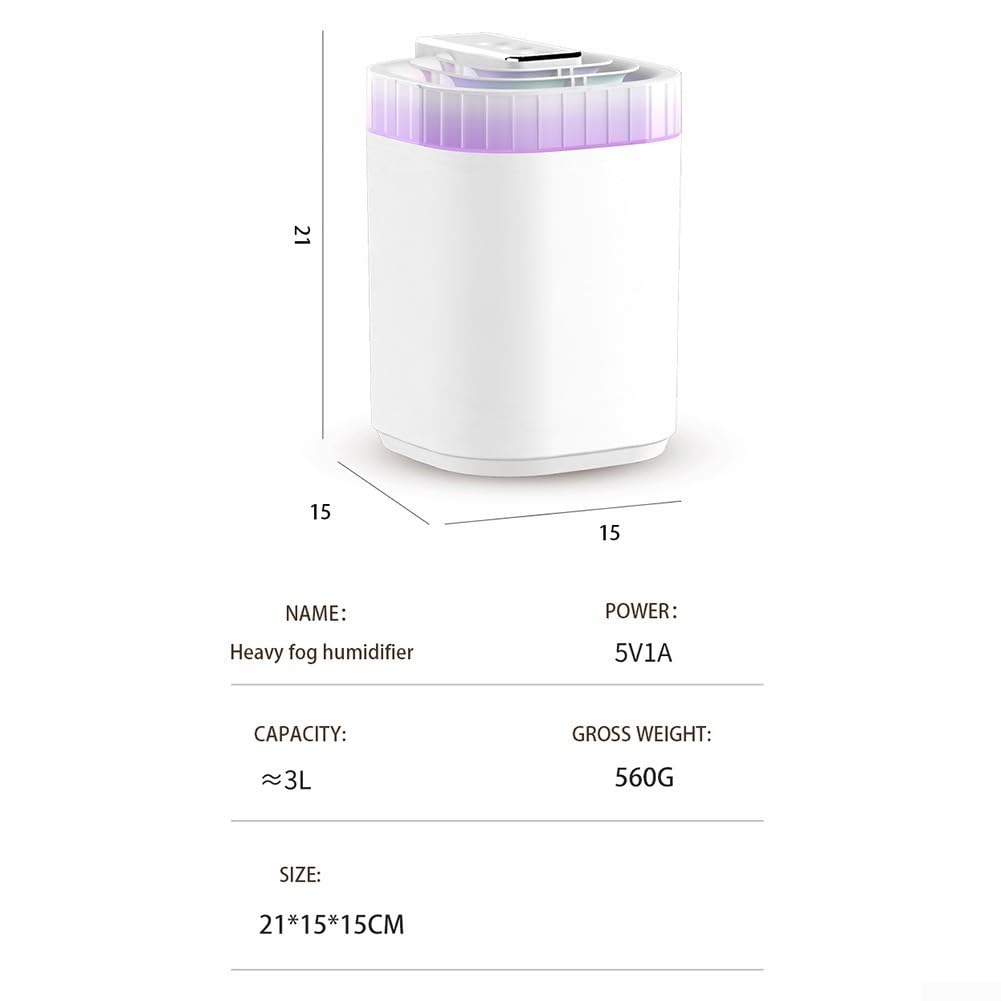 Humidificador para dormitorio, humidificadores de ritmo silencioso, 3 L, gran capacidad, humidificadores de aire de niebla fría para habitaciones grandes, oficinas, viajes