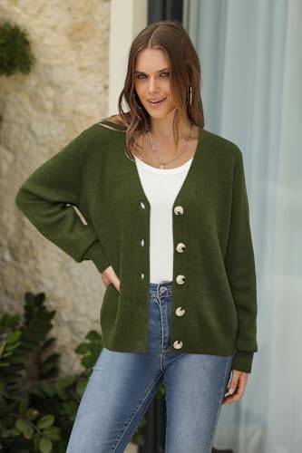Image of Newshows Womens Fall Fashion 2024 Wool Blended Cardigan Sweater Button Down Long Sleeve Knit Outerwear Coats