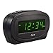 Equity 30226 Digital Green LED Electric Alarm Clock, Black