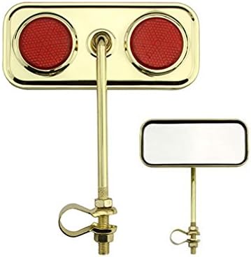 Rectangle Mirror Gold Red Reflectors. Bike mirror, bicycle mirror for lowrider, beach cruiser, chopper, limo, stretch bike, bmx, track, fixie, mountain bikes