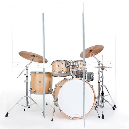 Drum Shield | 3 Panels 2ft x 5ft | Converts to 6ft x 5ft Drum Cage | Pre-Installed Full-Length Stainless Steel Hinges. For Practice & Performance.