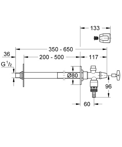 GROHE Eurotec-Bausatz Außenwandventil (Verdrehschutz, mit Sicherungseinrichtung Typ HD, 170-500 mm), chrom, 41206000