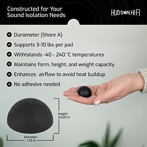 1.25" Platinum Silicone Hemisphere Bumper, Non-Skid Isolation Feet with Adhesive - 20 Duro - 4 Pack