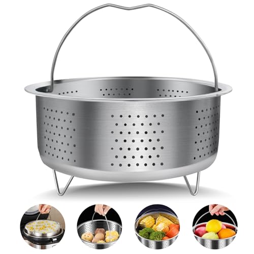 Aurinovellia Panier à Vapeur, Panier Autocuiseur avec Poignée, 304 Acier Inoxydable Panier Vapeur, Insert pour Cuisson à Vapeur, Accessoire De Cuisine, pour la...