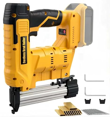 VeriLuxe 2-in-1 Cordless 18GA Nail Gun & Staple Gun Compatible with Dewalt 20V Max Battery (No Battery), Brad Nailer & Stapler Battery Powered with 1000 Nails-Staples for DIY, Woodworking (Yellow)