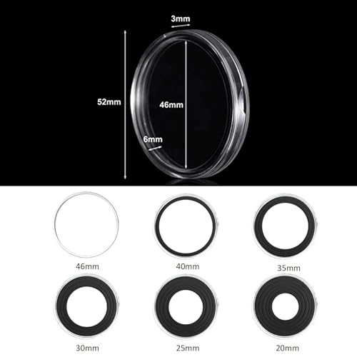 Uncle Paul 20 Sets 46MM Coin Capsules with 6 Sizes (20/25/30/35/40/46MM) Adjustable Protect Foam Gasket Coin Holder Case for Coin Collection DC0340