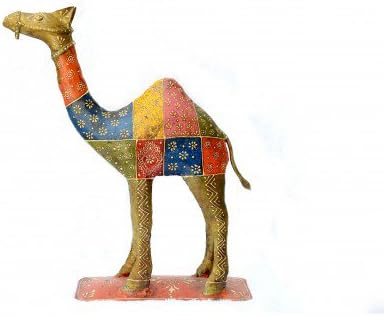 **Good Luck** Gifts Antique Sculpture , Indian Handicrafts , Homedecor items , Multi Color Painted Metal Vintage Camel Statue for gift by Leather Crafts.