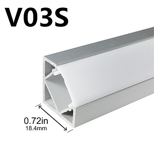 Lightingwill 5-Pack V-Shape Led Aluminum Channel System 3.3Ft/1M Anodized Silver Flush Corner Mount For <12Mm Width Smd3528 5050 Led Strips With Oyster White Cover, End Caps And Mounting Clips V03S5 #TOP1