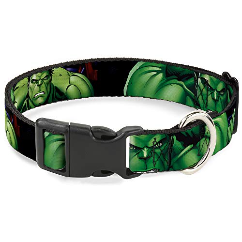 Collare per cani con clip in plastica Marvel Hulk Close Up Poses da 38 a 66 cm di larghezza 2,5 cm