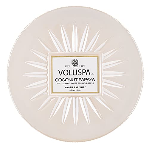 Voluspa Coconut Papaya Candle | Grande Maison 3 Wick Glass | 36 Oz. | 100 Hour Burn Time |Coconut Wax And Natural Wicks For A Cleaner Burn | Vegan #TOP1