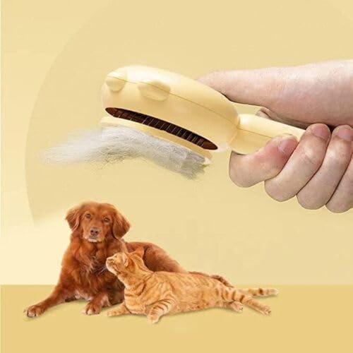Miniatura 5 de Awishday - Cepillo limpiador de pelo de mascotas para gatos, cepillo Dolaxe para mascotas, cepillo limpiador de pelo de mascotas Awishday (amarillo)