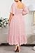 Women Light Pink Plus Size Dress Floral Maternity Easter Spring Baby Shower Short Ruffle Sleeve Pocket Tiered Maxi Dress