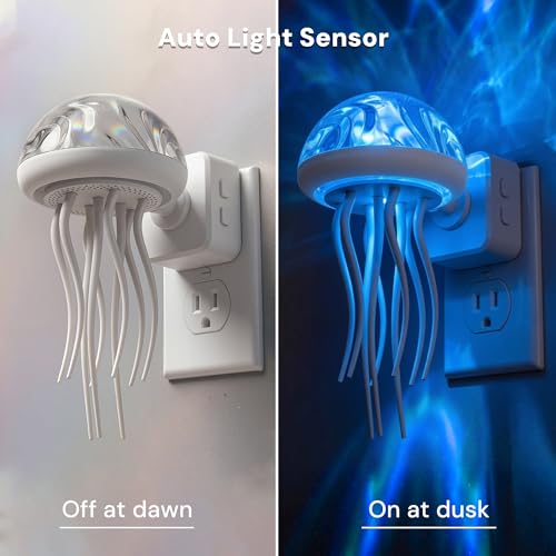 Image of L LOHAS LED Night Lights Plug Into Wall, 2 Pack Night Lights Jellyfish Projector with Dusk to Dawn Sensor, 180Dynamic Rotating Night Light for Kids Adults Teen Girl Gifts Room Decor