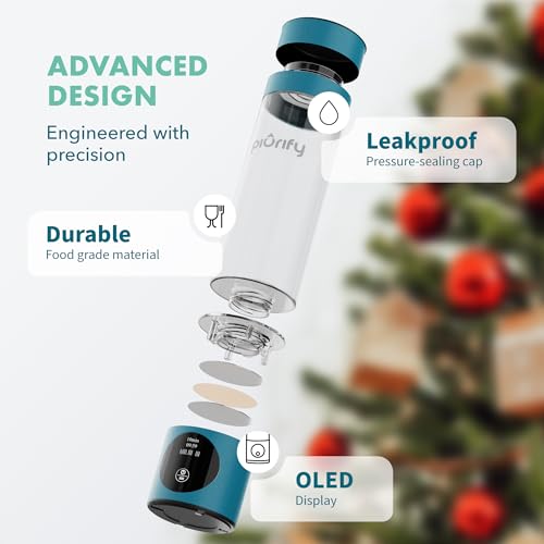 Hydrogen Bottle Generator - 3000ppb Portable Water Machine with SPE/PEM Technology, Alternative for Ionizer and Hydro Water Bottle for Health (Turquoise)