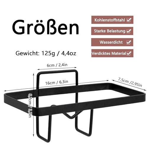 Handtuchhalter, Schwammhalter Küche, Spüllappenhalter ohne Bohren, Kohlenstoffstahl Handtuchstange Selbstklebender, Multifunktionale Lappenhalter Spülbecken, Für Schwamm, Bürste, Lappen(Schwarz)