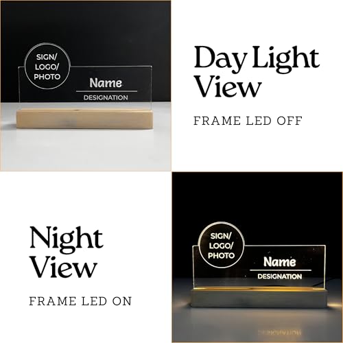 Image of Customized LED Name Plate for Office Desk Table Name Sign Birthday Tahnk you Rakhi Gift For Doctor Professionals Director Manager CEO Founder Friend (10 x 6 inch) (Custom Name)