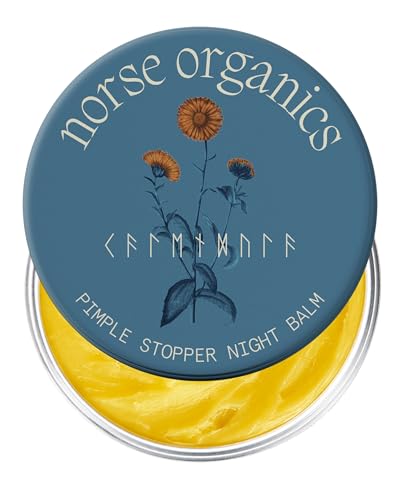 Norse Organics Pimple Stopper Night Balm | Acne Spot Treatment for Redness and Soothing Skin | Natural Bioactive Ingredients Help Treat Blemishes and Breakouts | Dermatologist Approved Skincare | 1 oz