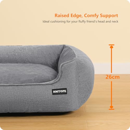 HMTOPE Hundebett, Hundesofa, Hundekissen, Hundekörbchen Abnehmbar und waschbar, Hellgrau, 110 x 86 x 26 cm