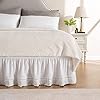 Miye wrap around ruffled lace bed skirt elastic dust ruffle with adjustable belts15 inch drop easy to put on bed frame cover machine washable embroidered kingqueen 15  urban country home decor