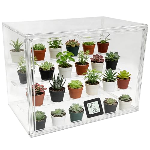 LOLEDE Clear Mini Greenhouse Indoor, Small Stackable Tabletop Portable Green