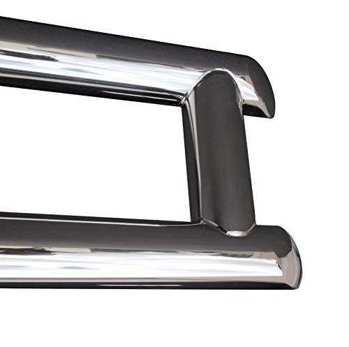 QSC Truck Parts Large Heavy Duty Polished 304 Stainless Steel Deer Guard w/Bracket Compatible with Peterbilt 579 13-21 + Steel License Plate Holder