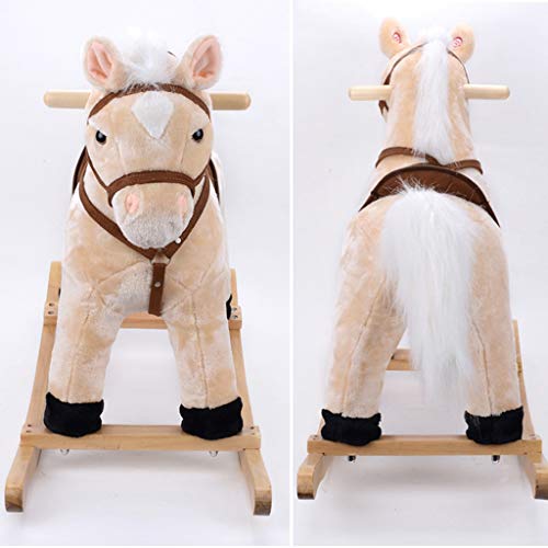 Schaukelpferd QIQIDEDIAN Hölzernes Pferdeschaukelpferd für Kinder Musik Festes Holz 2-7 Jahre alt Kindertag – Bild 6