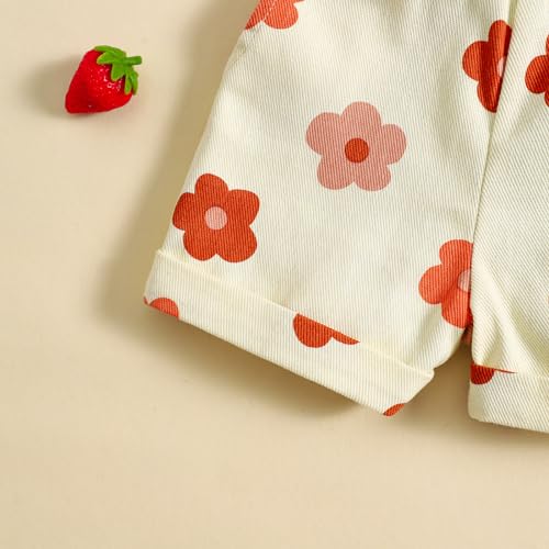 Image of Ayalinggo Toddler Baby Girl Sunflower Print Overalls Shorts with Pocket Suspender Trousers Cute Summer Clothing Outfit