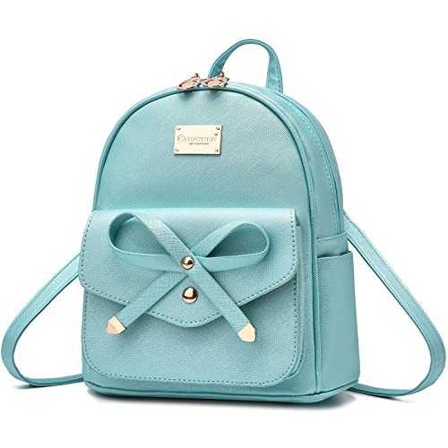 Image of I IHAYNER Girls Bowknot Cute Leather Backpack Mini Backpack Purse for Women, Pearl Blue, Mini, Bow Backpack for Girls, Mini Backpack for Girls, Small Backpack for Women
