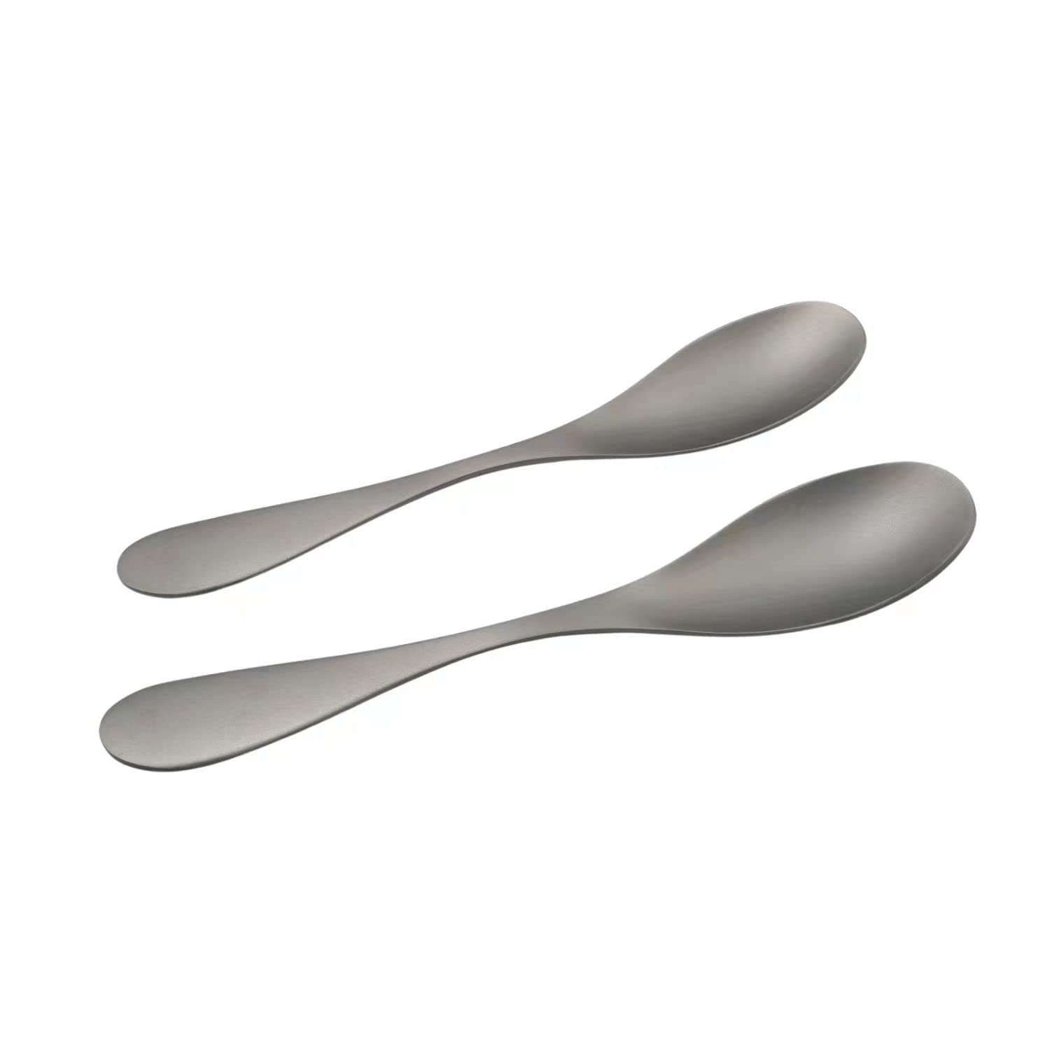 RISON-Titanium Spoon Ultra Light and Premium Quality Camping 2PCS Silver Spoon for Camping Backpacking Hiking Fishing or any other Outdoor Activities