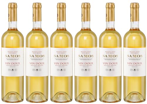 Samos Wein Vin Doux 6x 0,75l Likörwein weiß süß P.D.O. | 15% Vol. | Samos Wein | + 20ml Jassas Olivenöl