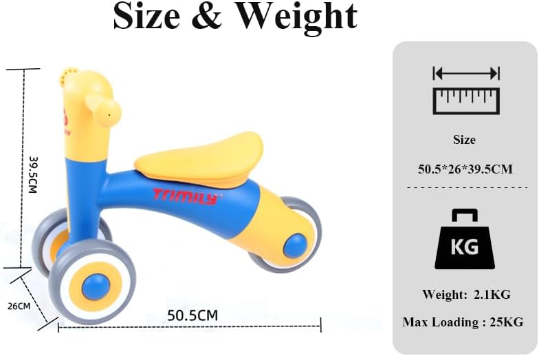 Miniatura 5 de TRIMILY B01 Bicicleta de equilibrio para niños, caminante y niño pequeño, juguete para montar en bicicleta, sin pedal con altura de asiento