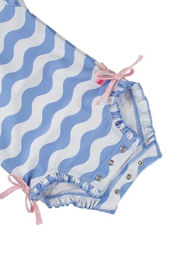 Image of RuffleButts Baby Girls UPF 50+ Sun Protection Floral Printed Long Sleeve One Piece Rash Guard Swimsuit with Zipper