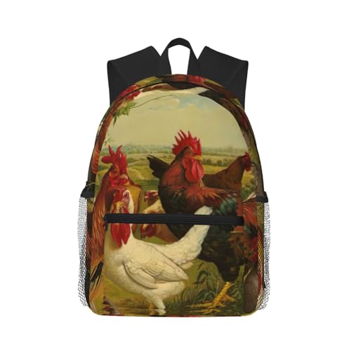 Sac à dos ordinateur 15,7" motif poules pour vos trajets quotidiens et vos cours de