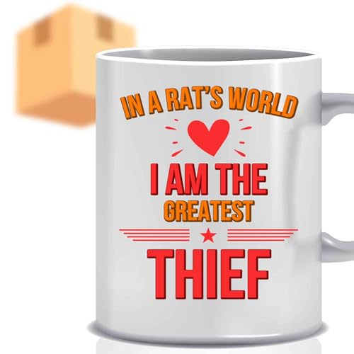 Gift for Rat Lovers, for Dad’s Retirement Day – Rats World Is Greatest Thief Theme on 11 Oz White Ceramic Coffee Mug
